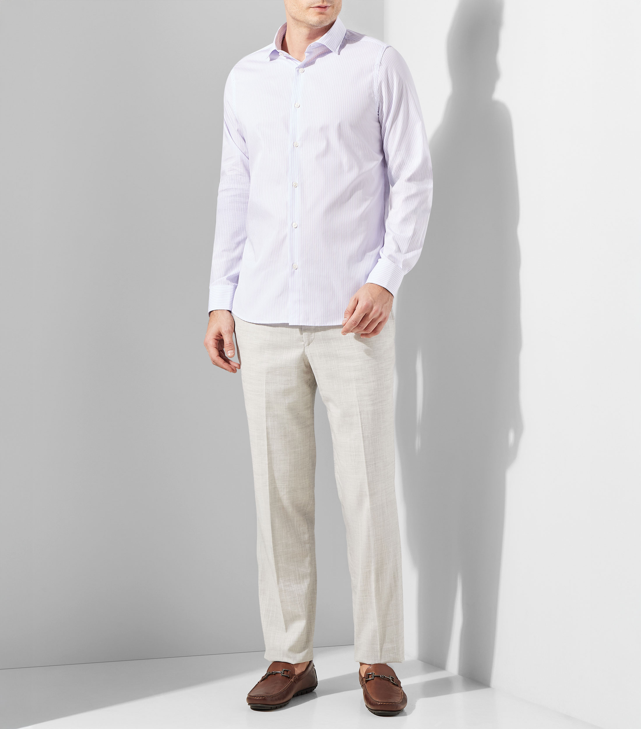 Camisa a rayas manga larga Hombre
